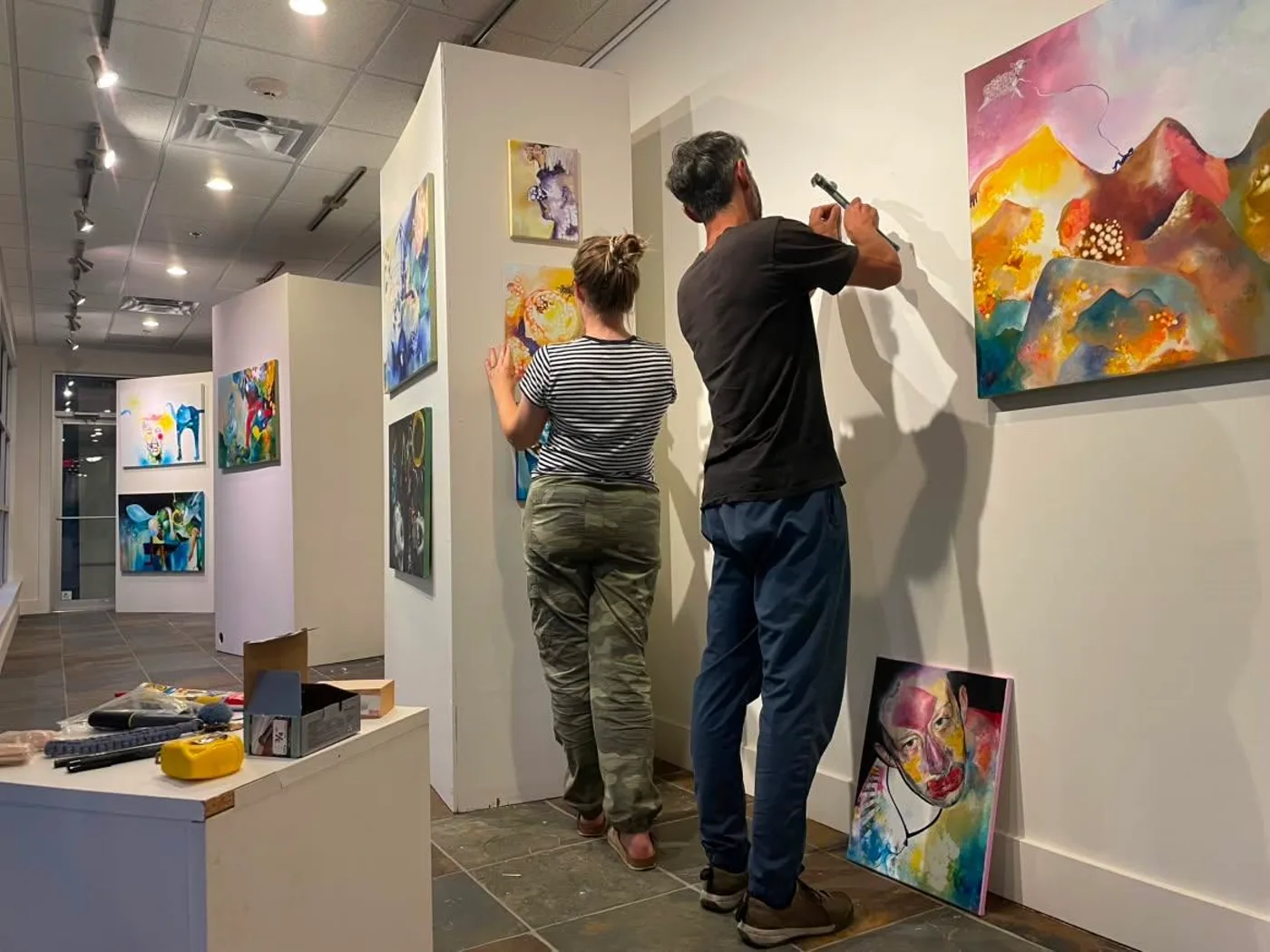 Installing the exhibit ahead of opening night