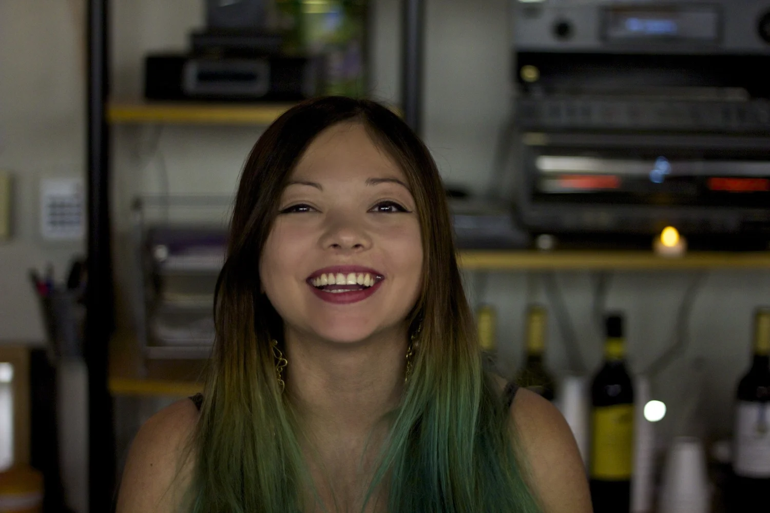 a friend smiling at the gallery