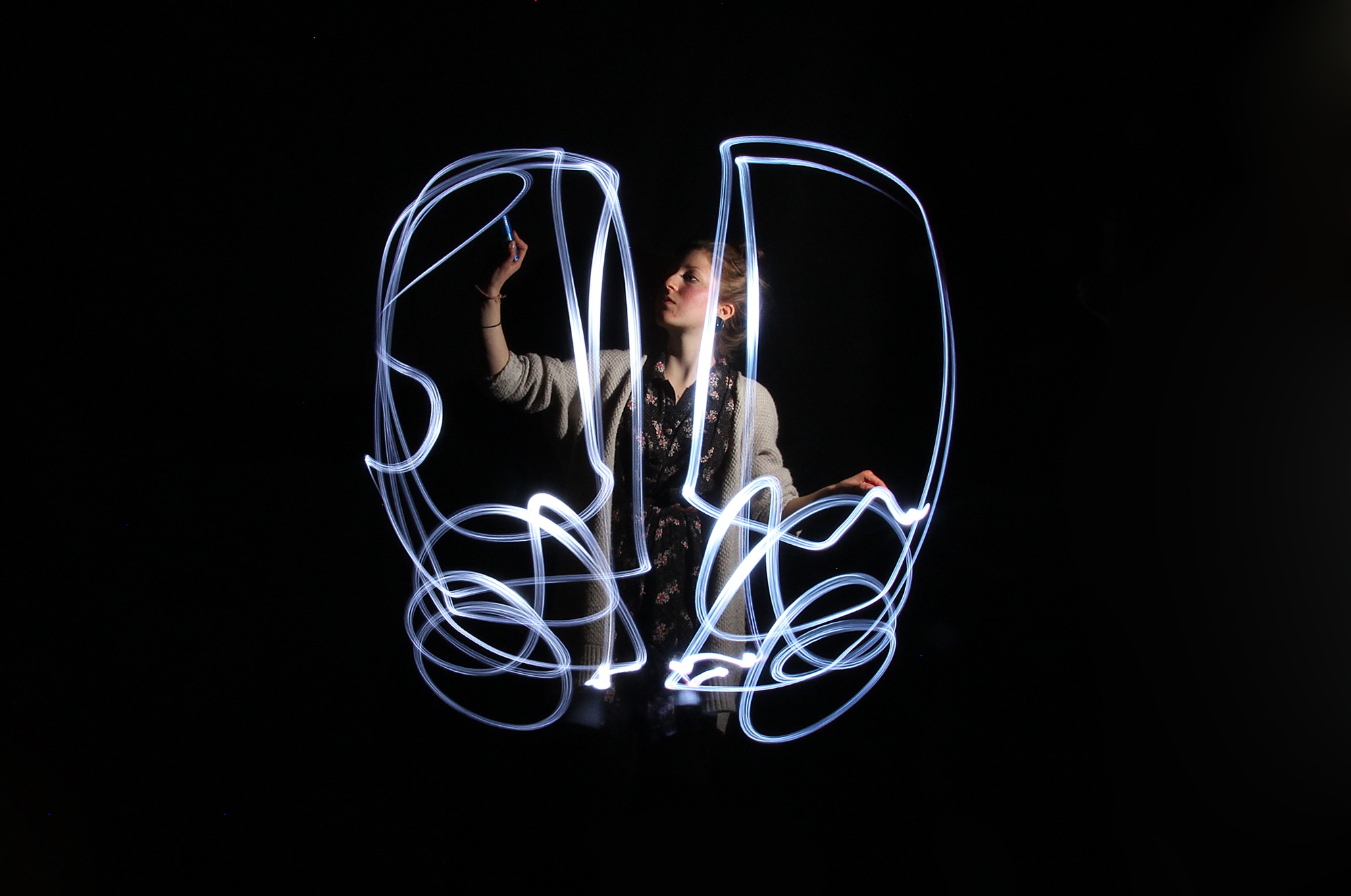 light painting — drawing with light in long exposure