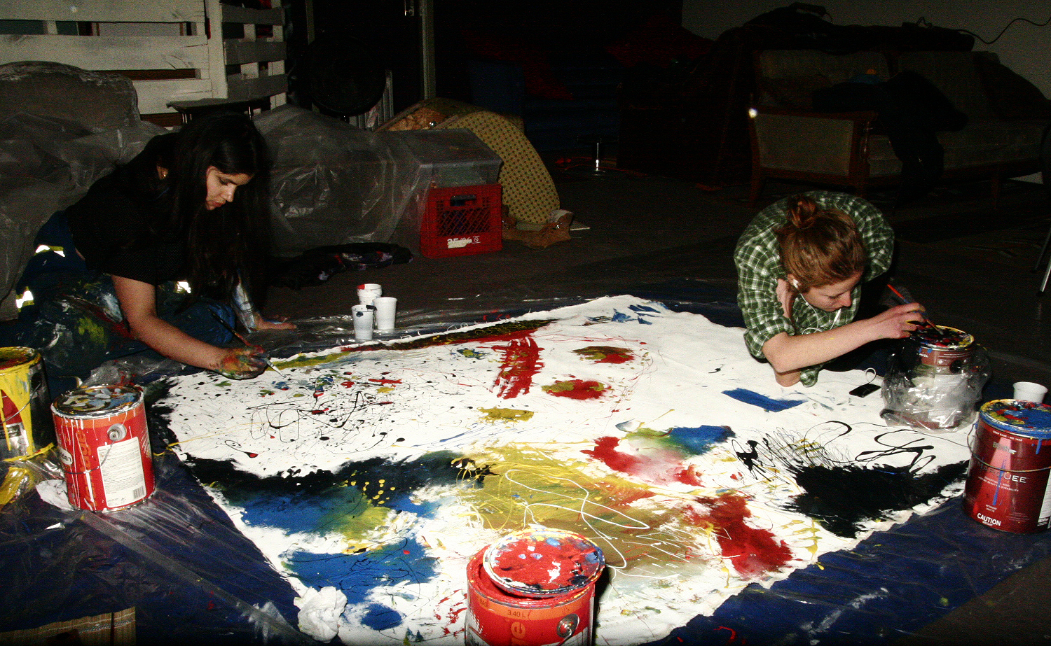 collaborative painting close-up from above