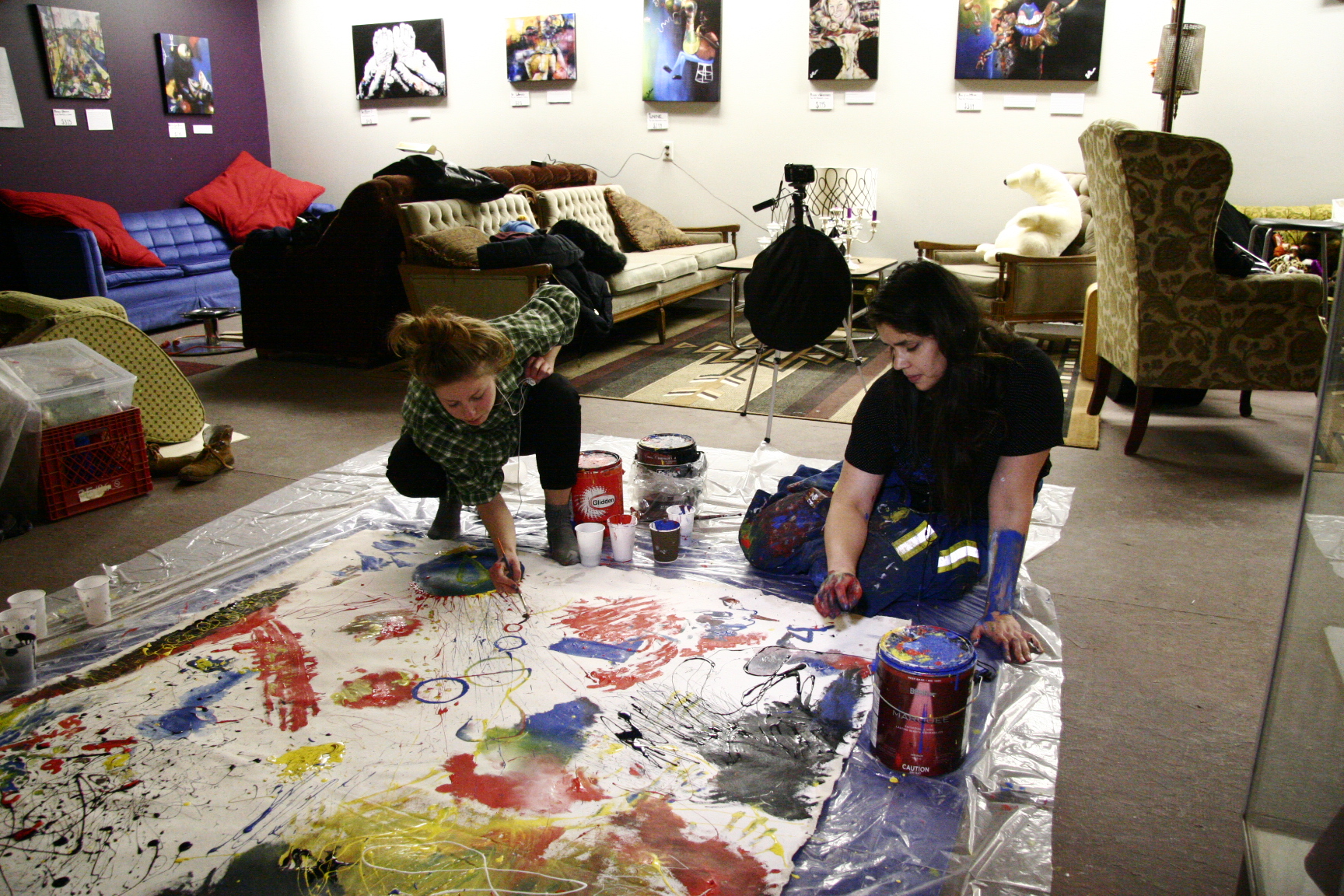 wide view of the gallery during a painting session